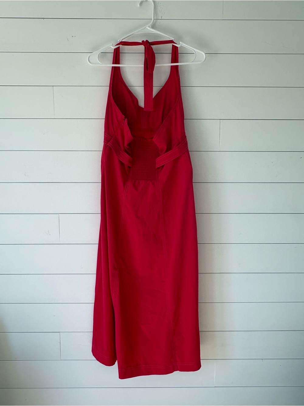 Athleta Pink Halter Midi Dress 12 Tall Built In Bra Pocket Active Travel - Picture 4 of 14